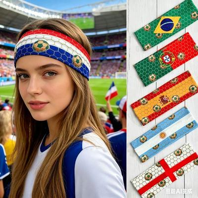 2026 Fußball Fan Nationalflagge Stirnband Elastisches Jubel-Haarband Länderflaggen-Stirnband für Sportveranstaltungen Haar-Accessoires