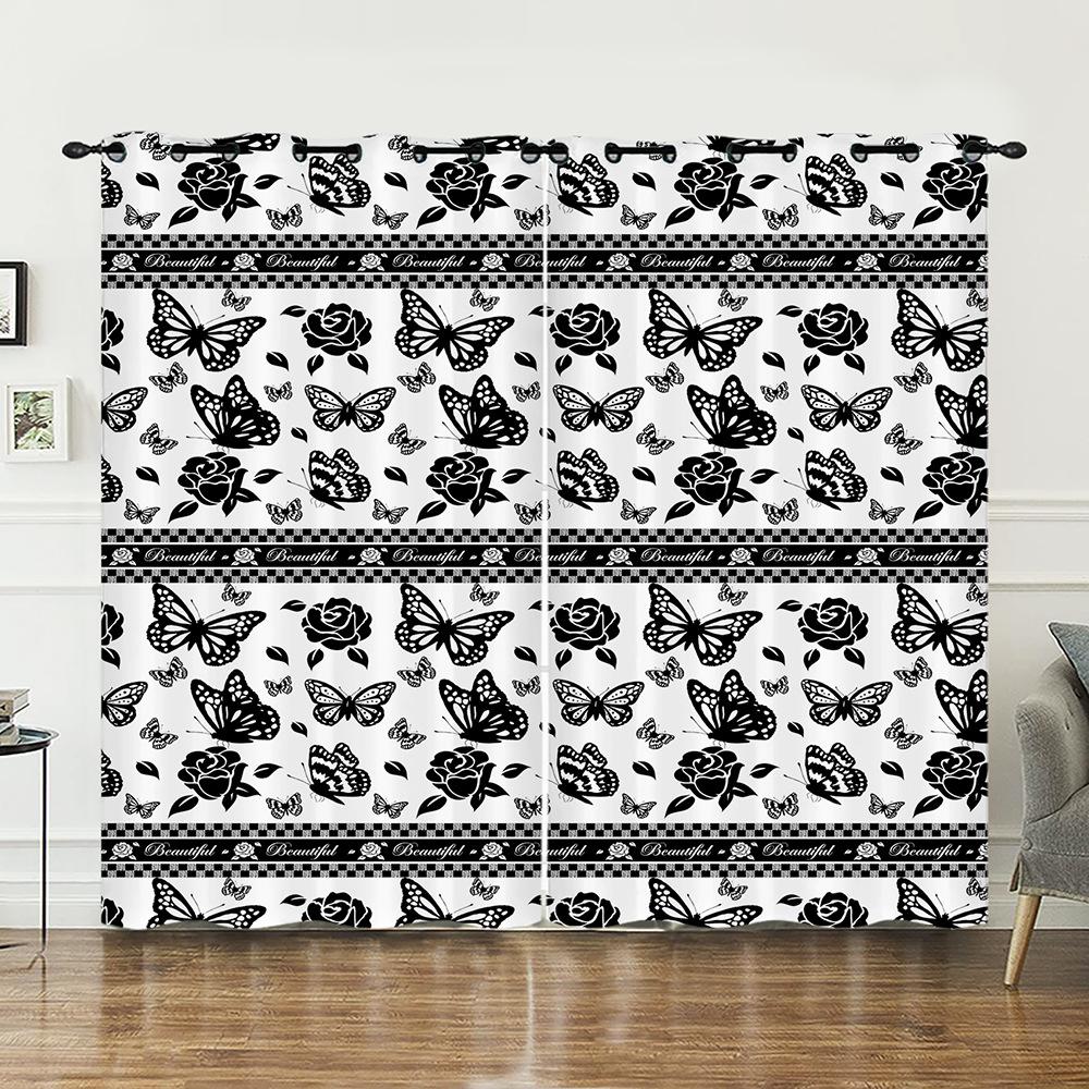 Curtains Butterfly Pattern Curtains Bedroom Living Room Universal Digital Printing Blackout Curtains