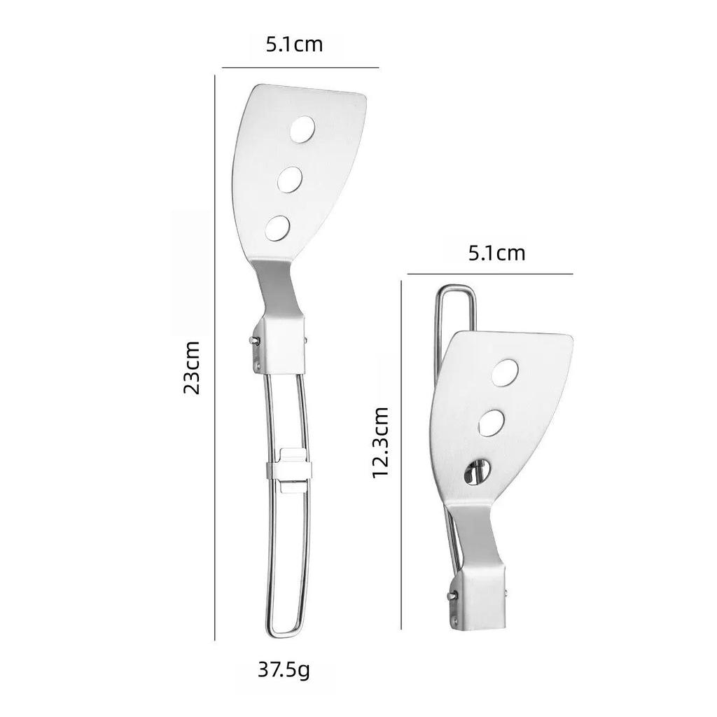 Portable 304 Stainless Steel Folding Spatula and Slotted Spoon Set for Outdoor Cooking and Camping