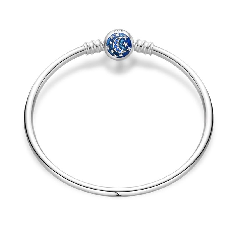 Real 925 Silver Hard Bracelet Size 17-20 Star Heart Spider Web Romantic For Women Luxury Jewelry