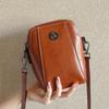 Waxed Leather Small Handbag for Women, Korean Style New Single Shoulder Crossbody Bag, Fashionable Women's Bag, Mobile Phone Bag