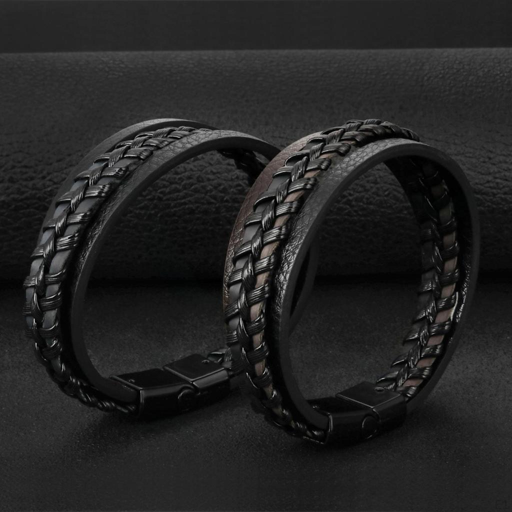 Punk Braided PU Leather Bracelet Tribal Gothic Gift Cuff Wrap for