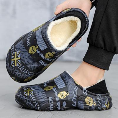 Winter Warm Fur Men Slippers Plush Casual Slippers Men Waterproof Indoor Home Cotton Shoes Male Fur Slides Winter House Footwear
