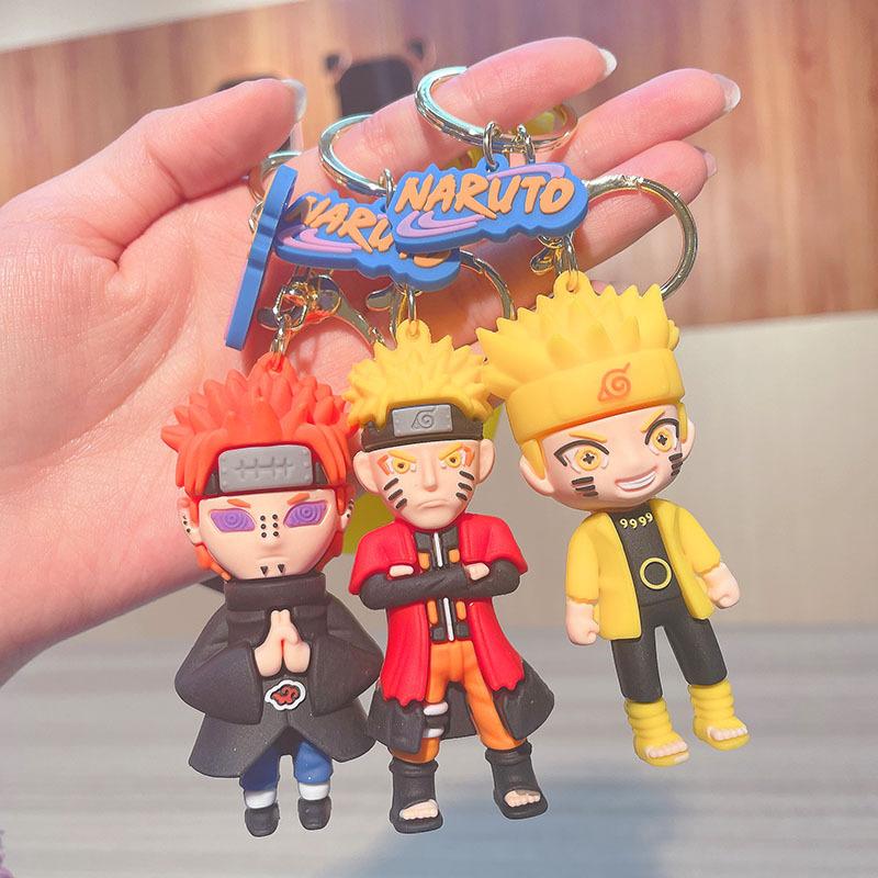 11cm Cartoon Anime Naruto Actionfiguren Schlüsselanhänger Sasuke Kakashi Schlüsselanhänger Cartoon Tasche Anhänger Puppe Schlüsselanhänger Junge Geschenk
