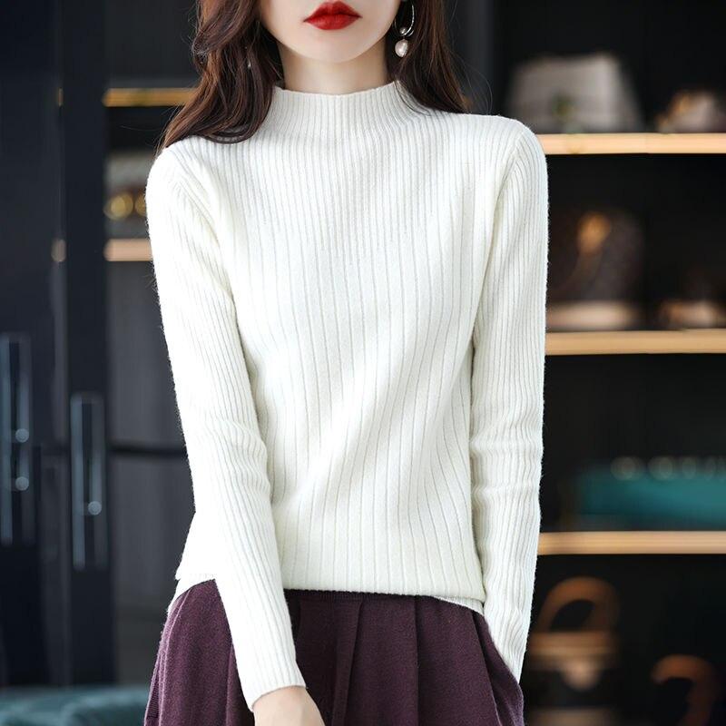 Pullover Half High Collar Long Sleeved Knitting Sweater Base Solid Women Sweater Autumn and Winter 2022 Sweater Female