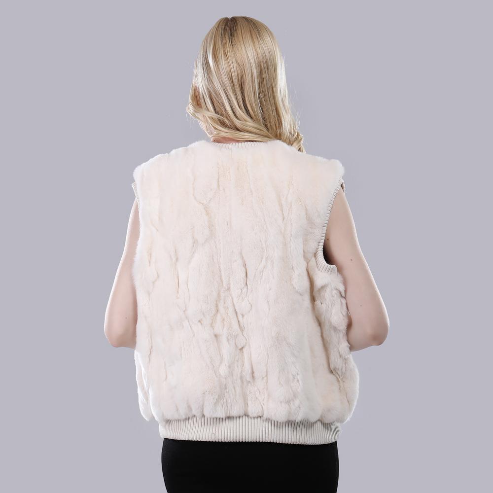 Autumn Winter Fashion Girl 100% Genuine Rex Rabbit Fur Vest Natural Warm Rex Rabbit Fur Gilet Women Real Fur Sleeveless Jacket