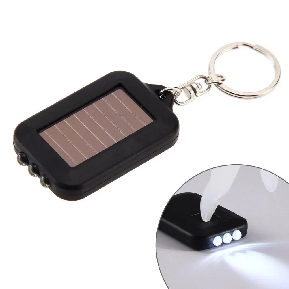 Mini Solar Charging LED Keychain Flashlight Outdoor Emergency Torch Small Torch Camping Flashlight Keyring Flashlights