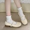 White round head retro versatile light mouth thick heel single shoes women's new autumn and winter skirt Mary Jane shoes