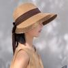 Foldable Big Brimmed Woven Cap Portable Bucket Hat Folding Sun Cap Bow Fisherman Cap  Summer
