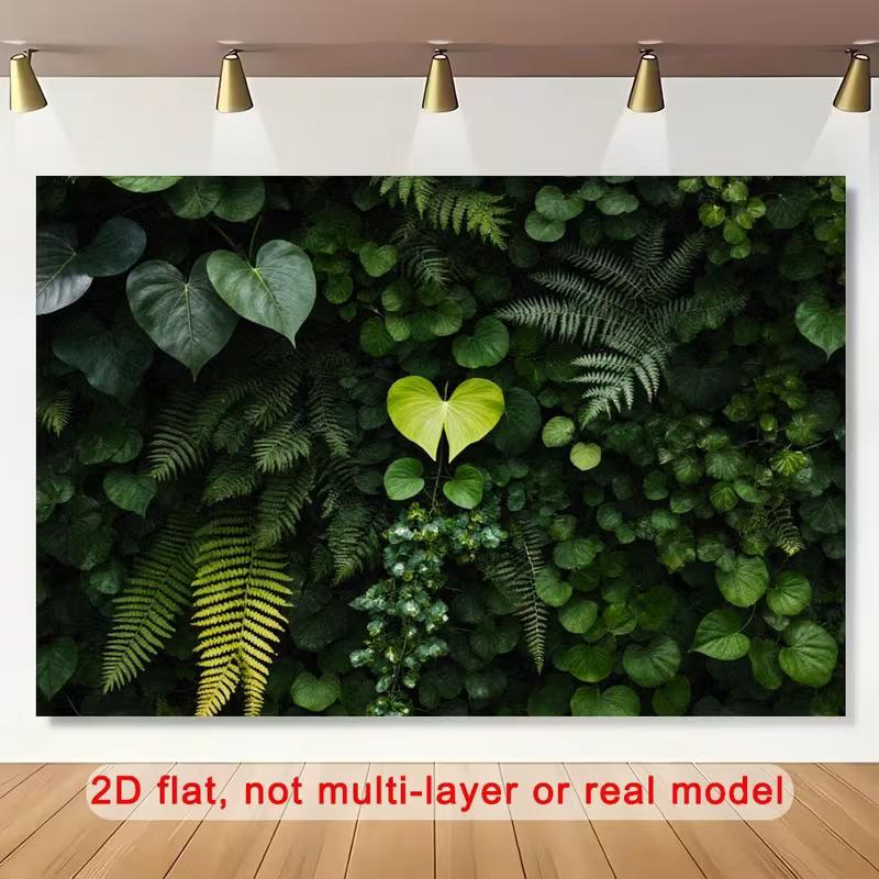 Nature Wall Background, Fern and Heart-Shaped Plant Decor 47.2x31.5inch/120*80cm