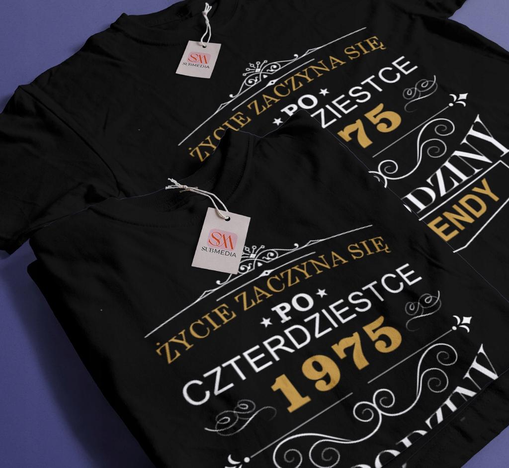 KOSZULKA URODZINOWA NA 50 ROCZNIK 1975 NA PREZENT roz. S