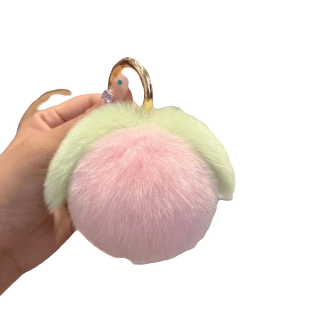 

Pink Peach Peach Keychain Soft Fur Fruit Keychain Plush Toy Keyring Bag Accessory Style 3