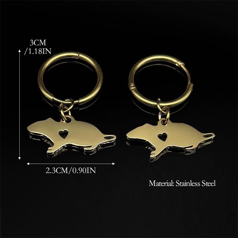 Cute Little Mouse Earrings For Women Men Stainless Steel Gold Silver Color Lovely Rat Pet Lover Drop Dangle Earring Jewelry