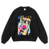 Vintage Anime Print Oversized Cotton Hoodie Teens Unisex Streetwear Fall Winter Casual Sweatshirt
