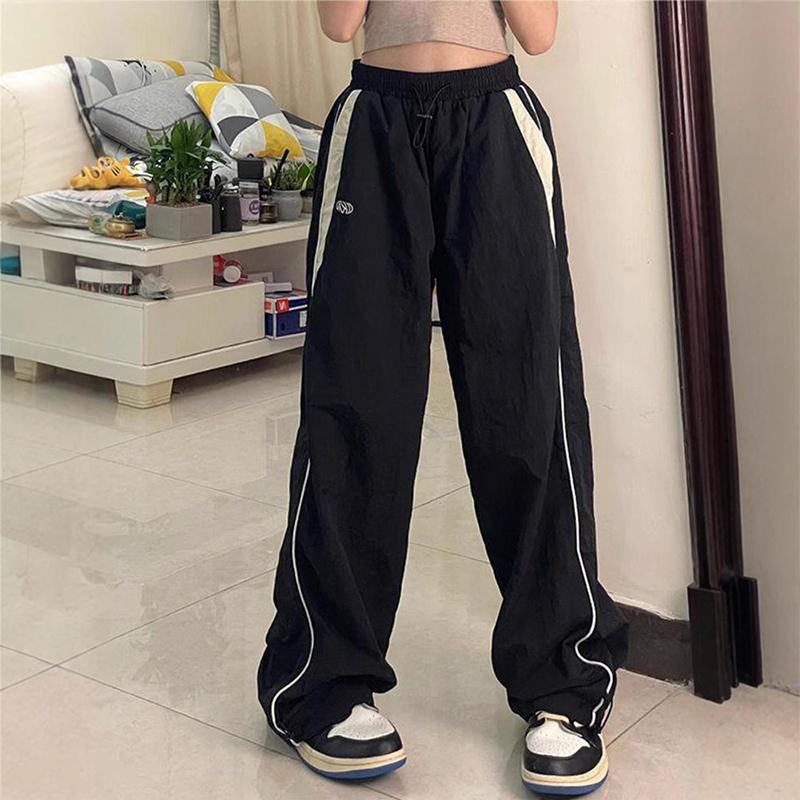 

Женские осенне-зимние уличные повседневные брюки прямого кроя с карманами на кулиске и высокой посадкой XXXL