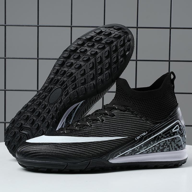 

Футбольные бутсы для мальчиков и девочек, высокие, дышащие, из ткани flyknit, с резиновой нескользящей подошвой, с шипами, соревновательная обувь 45