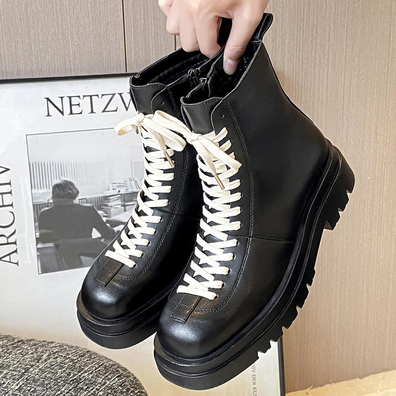 England style men casual platform boots black trendy genuine leather shoes cowboy spring autumn boot cool high motorcycle botas
