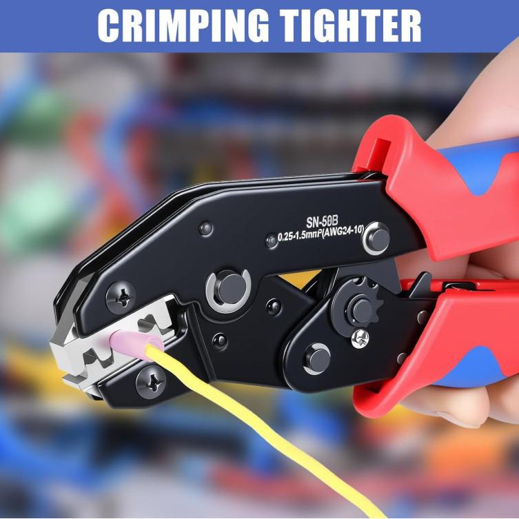 SN Series 7.5-inch Ratcheting Crimping Pliers Set - Multifunctional Cold Terminal Pliers and Mold Accessories.