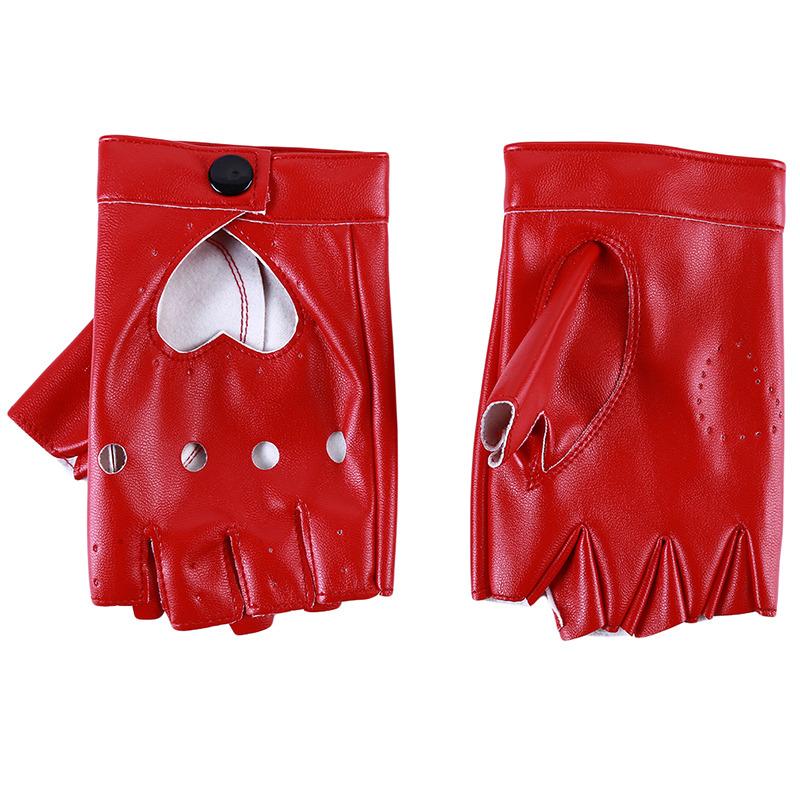Fashion Half Finger Driving Women Comfortable Gloves PU Leather Fingerless Gloves For Women Black Red White Punk Glove