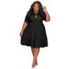 Women's Plus Size Shirt Dress Collar V Neck Short Sleeve Tiered Ruffle Loose Fit Mini Dress