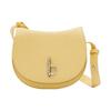 Yellow Pebbled Leather Saddle Crossbody Bag With Silver Hardware For Daily Use