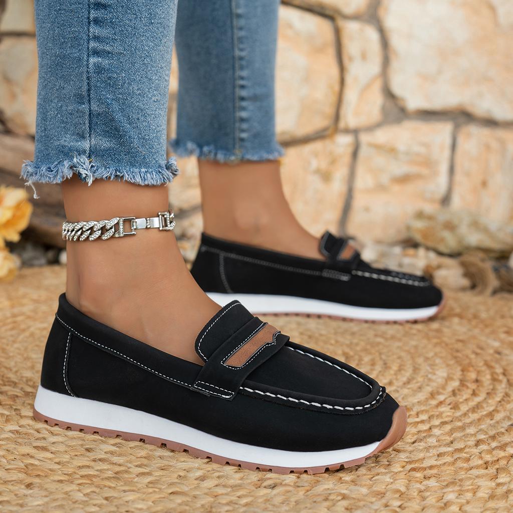 Fashion Casual Vintage Women's Shoes 2025 New Round Top Solid Color Flat Heel Polyurethane Sole Rubber Upper Plus Size Single Shoe