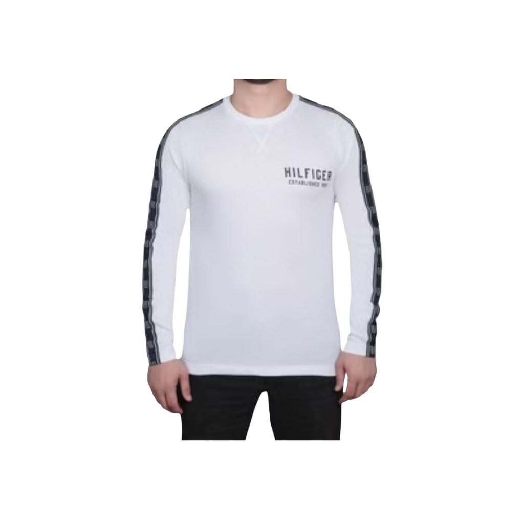 Tommy Hilfiger Solid Color Brand Logo Pattern Side Round Neck Long Sleeve T-Shirt Men tops 09T4087-100