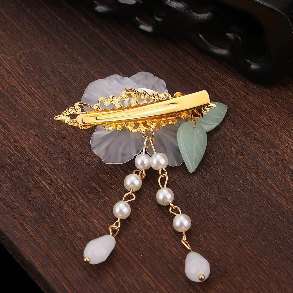 Bride Accessories White Crystal Ancient Style Green Leaf Hairpin Girls Hairpin Hair Clips Headdress