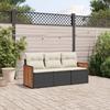 Vidaxl 3-Cz. Set da Salotto per Giardino, Cuscini, Rattan Nero PE