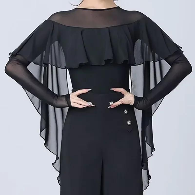 Sexy Latin Dance Women Performance Ballroom Evening Dresses Leotard Clothes Waltz Samba Tango Blouse Practice Costumes