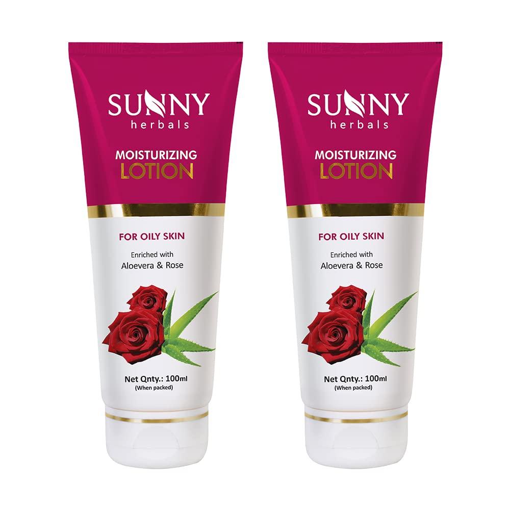 

Sunny Moisturizing Lotion With Rose & Aloe Vera Extracts For Oily Skin 100ml X Pack Of 2 Deep Hydration
