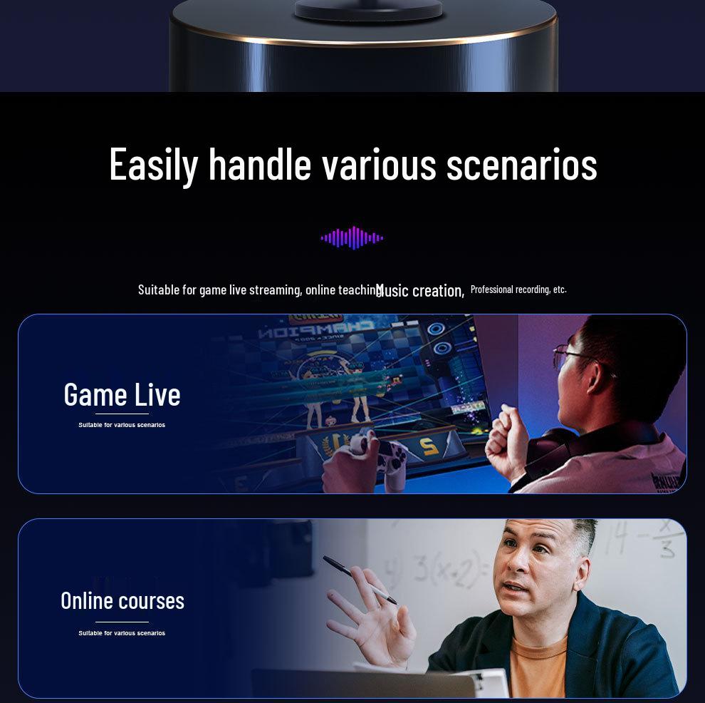 M12 RGB USB Condenser Microphone for Esports, Gaming, Recording, and Live Broadcast