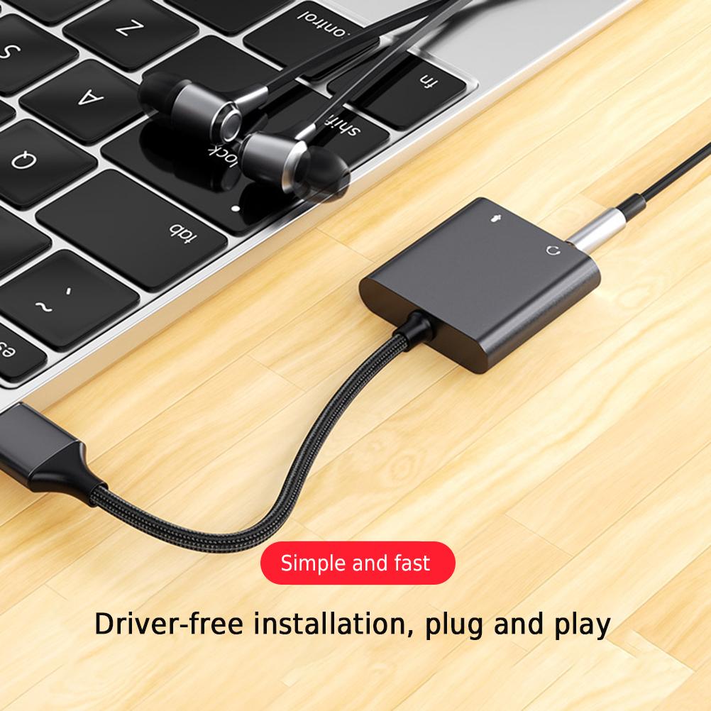 

USB Внешний Адаптер Звуковой Карты Конвертер Звуковой Карты с Разъемом для Наушников и Микрофона чёрный