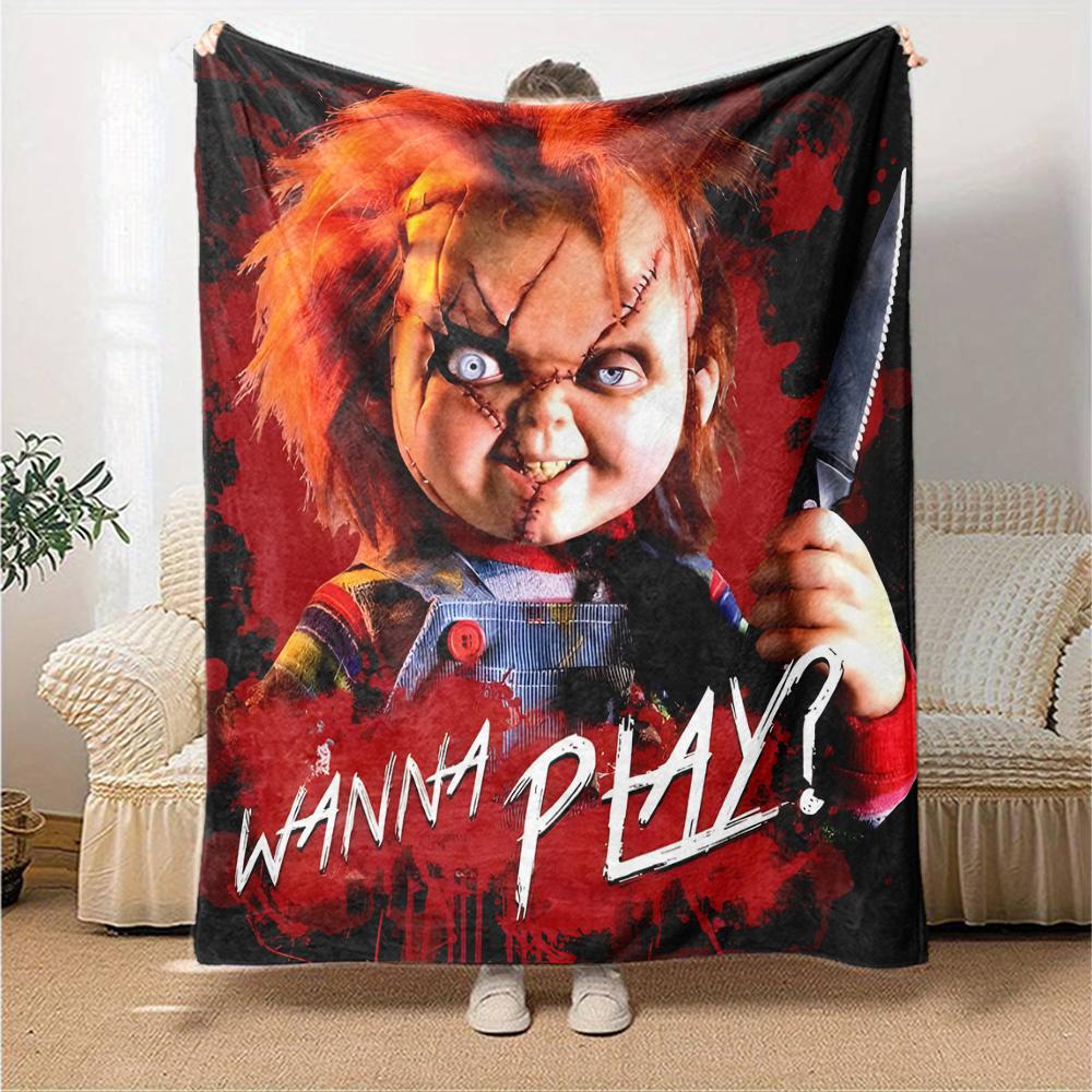1pc Chucky3 Blanket, Gift, for Men and Women, Soft Blanket, Good for Sofa Bed Couch Travel, Lightweight Flannel Blanket