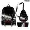 Favored Distinctive Metal Family Anime 3D Design 3pcs/Set Learner Bags Everyday Laptop Everyday Backpack Sling Carry Tote Pencil Pouch
