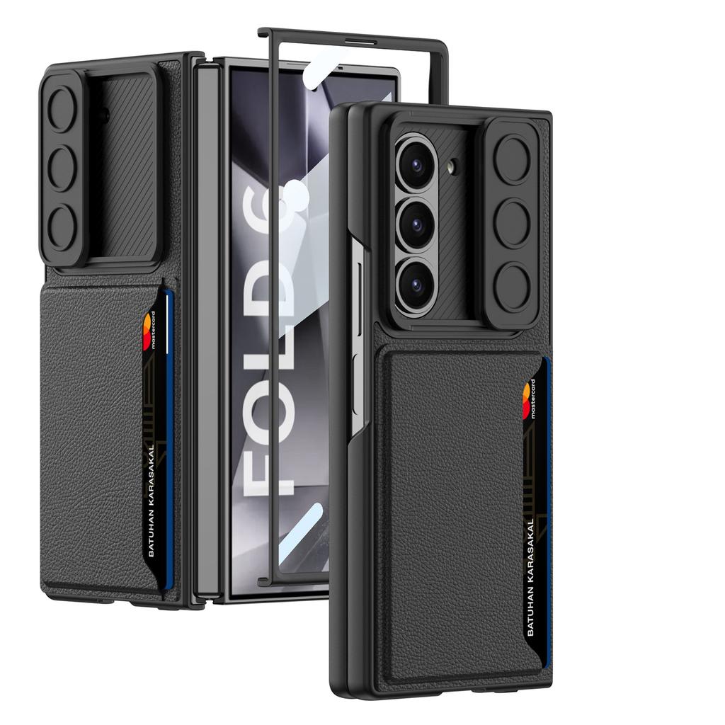 Suitable for Samsung Z Fold6 Mobile Phone Case Folding Screen Ultra Thin Business Leather Card Bag Anti Fall Protection Case