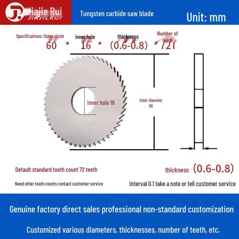 Tungsten Carbide Circular Saw Blade Milling Cutter for Slotting - Outer Diameters: 20/30/40/60/80/100