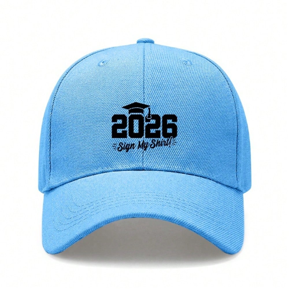 [Graduation Baseball Cap] 2026 Sign My Shirt Print Adjustable Polyester Breathable Casual Cap For Unisex Adults Class Of 2026 Gift