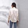 Spring Autumn Satin Blouse Imitation Silk Long Sleeve Shirt for Women's Solid Black White Plus Size Loose Tops