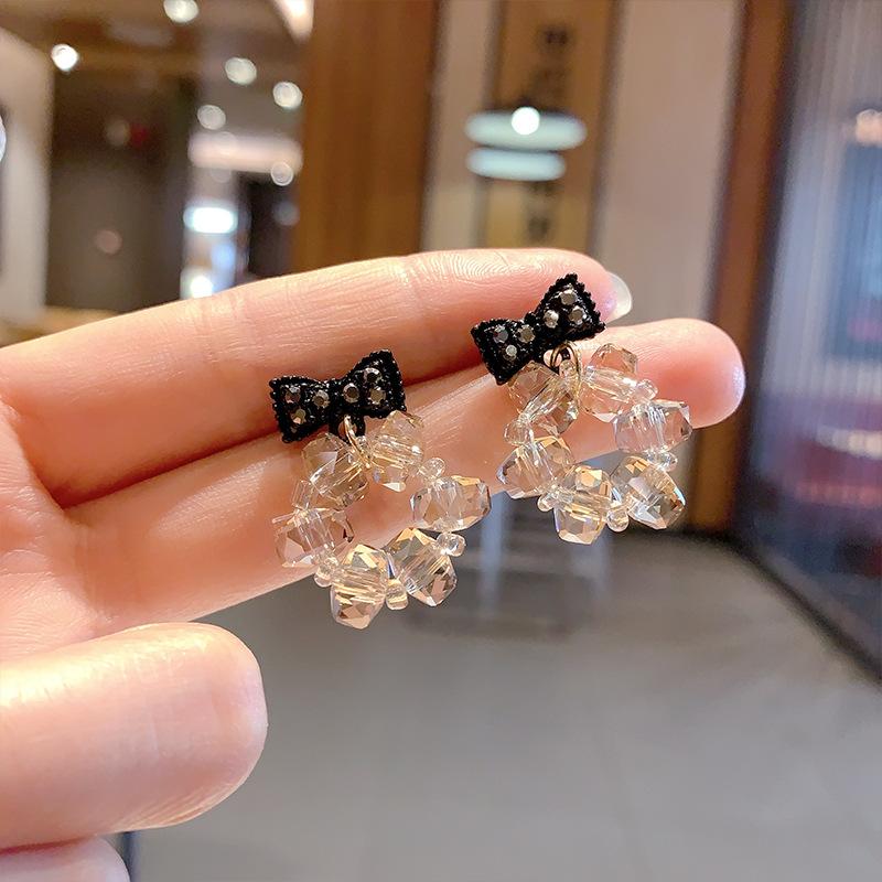 

1ПАРА Темперамент изысканный ретро бант модный геометрический золотой повседневный оригинальный дизайн женские серьги со стразами