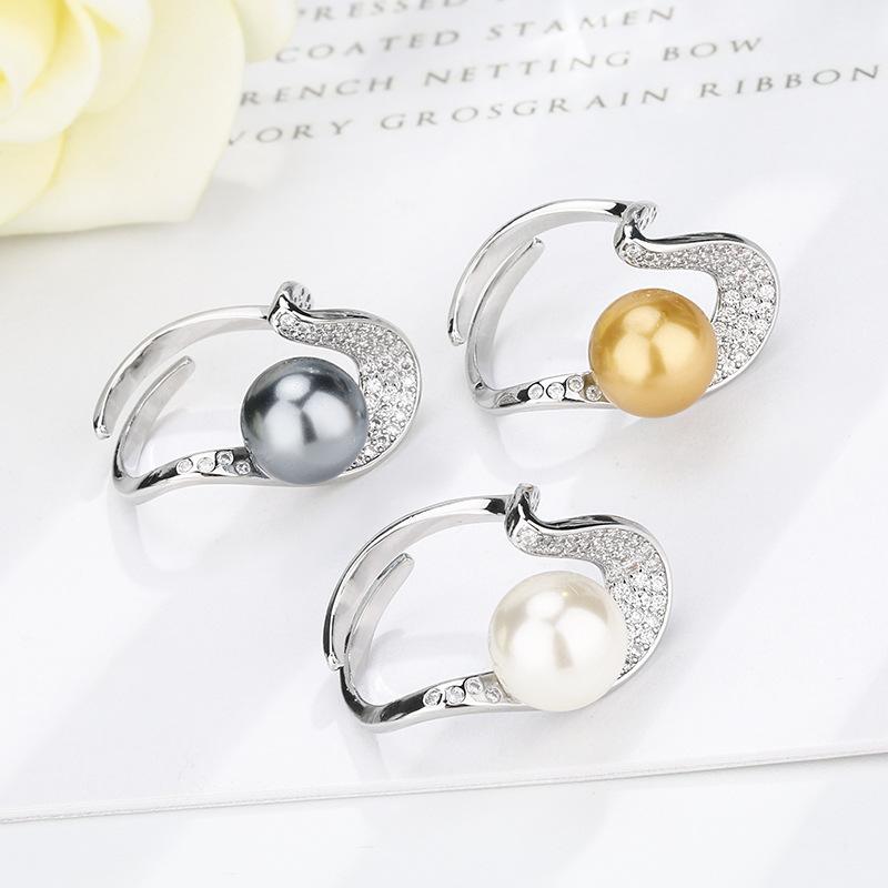 Jewelry Pearl Ring Jewelry Nanyang Zhuhai Macao White Bead Mysterious Grey Bead Women