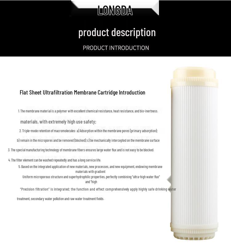10-inch Ultrafiltration Membrane Water Purifier Insert, 20-inch UF Hollow Fiber Filtration Element