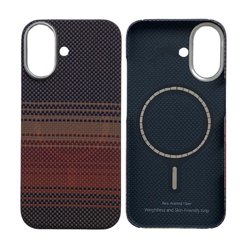 Apple iPhone 17 Ultra-thin Kevlar Case with Magnetic Suction, Alloy Frame, Aramid Fiber, and Half-wrapped Design
