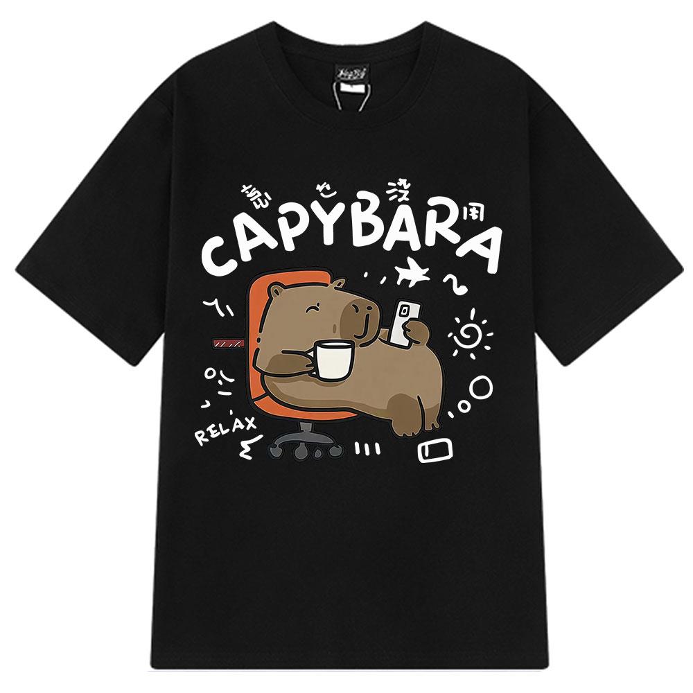 Funny Capybara Cartoon Printed Tshirt Unisex Unisex Casual Loose Short Sleeved Tshirt Summer Stree Casual Harajuku Unisex T Shirts