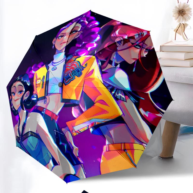KPOP Hunter Fashionable Automatic Opening/Closing Folding Umbrella. Portable and Foldable, Ideal for Gift, Travel, and Daily Use.
