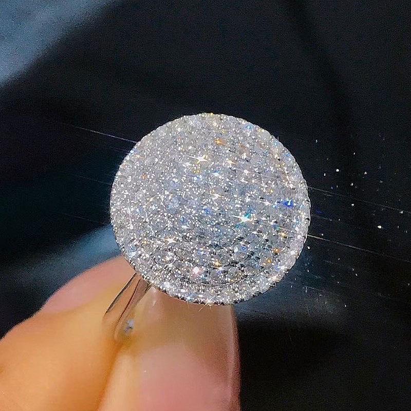 

High-Quality AAA Zircon Full-Diamond Disc Ring Size 6