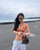 Women's Two-Piece Striped Bikini - Sexy Spaghetti Strap, Backless, Low-Waist