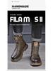 Men's Genuine Leather Mid-Cut Martin Boots - Trendy, All-Match, High-Top with Velvet Lining for Autumn and Winter