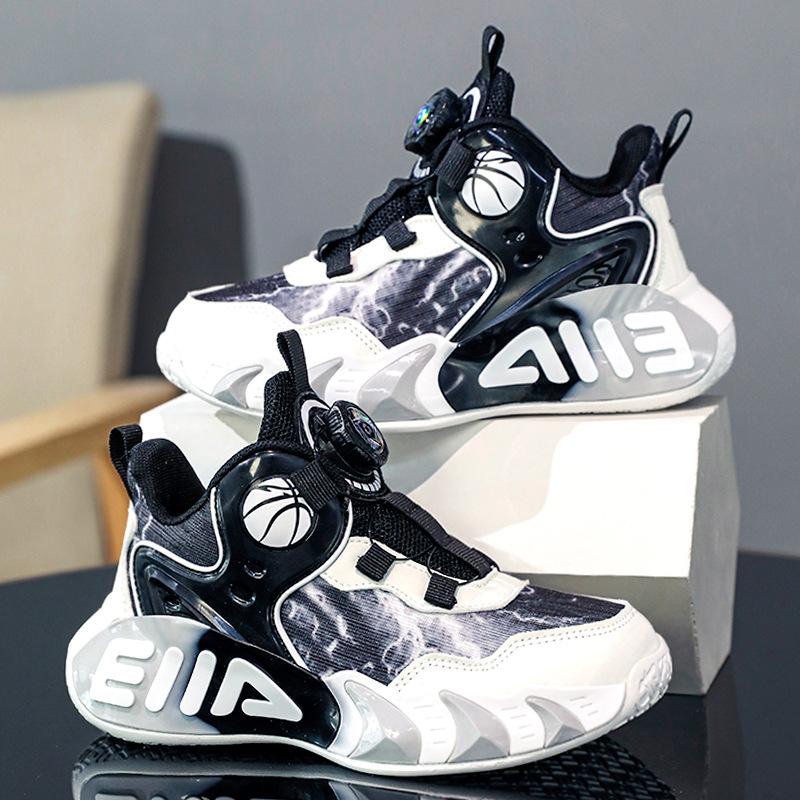 Boys White Basketball Shoes Summer 2025 New Children's Shoes Sports Little White Shoes Breathable Mesh Older Children and Students