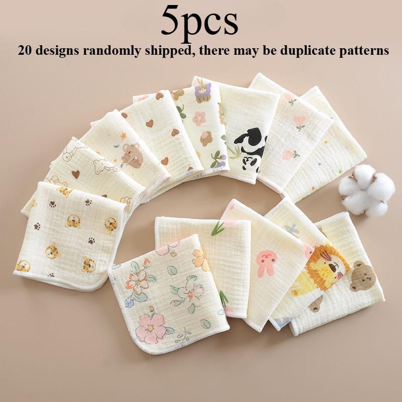 5/10/20pcs All Cotton Gauze Small Towels,Four-Layer Hemmed Pure Cotton Design,Face Towel,Drool Towel, For Shower,Travel -Easter,